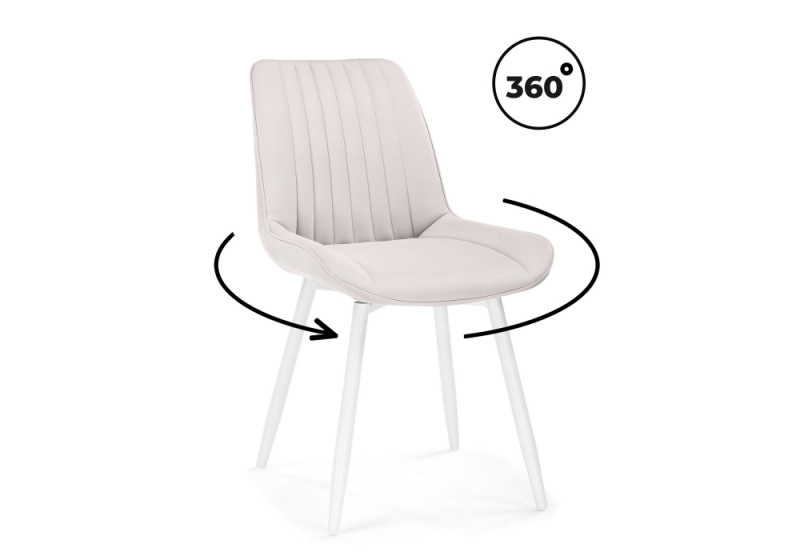 Стул на металлокаркасе Седа К крутящийся молочный / белый (50x56x82). 