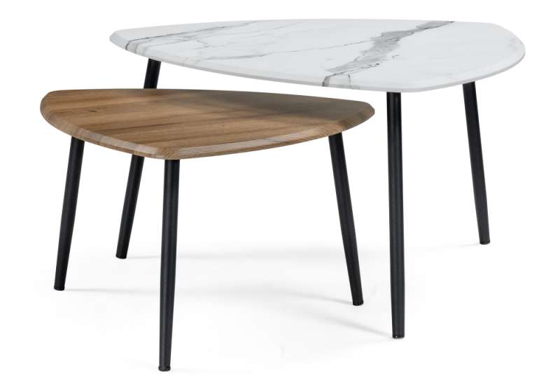 Журнальный стол Лойс 80х80х46(60х60х38) мрамор белый / дуб вотан (80x46). 