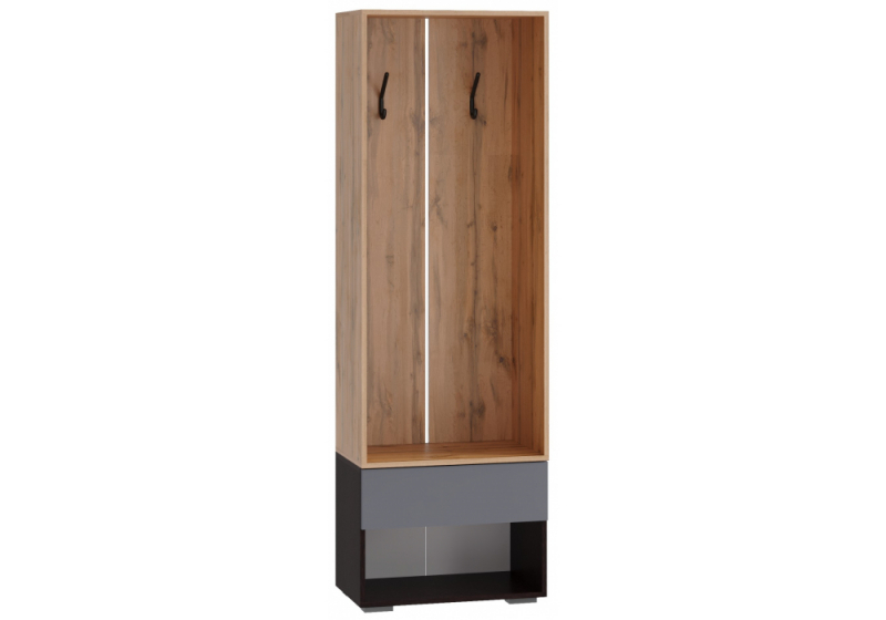 Прихожая Роут 0,6 м венге / дуб вотан / графит софт (60x37,3x185,6). 